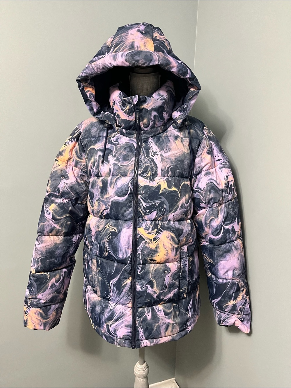 RIPZONE quilted printed puffer winter jacket womenโs XXL NWOT